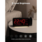 Projection Alarm Clock With 180° Ceiling Projector & Digital Display | 5-Level Dimmer, Dual Alarms, Night Light, Temp & Humidity Display, Weekday/Weekend Mode, Dst, Snooze Function For Bedroom