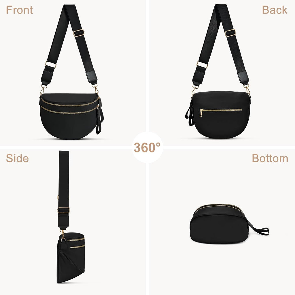 Checkered Nylon Crossbody Bag Bum Bag For Women Mom Large Checkered Fanny Packs With Adjustable Strap