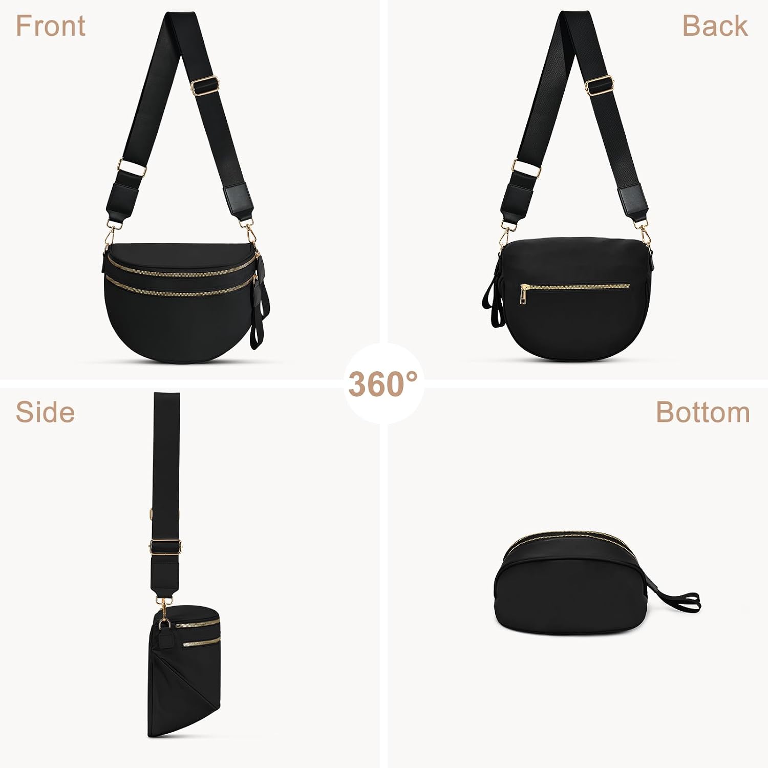 Checkered Nylon Crossbody Bag Bum Bag For Women Mom Large Checkered Fanny Packs With Adjustable Strap