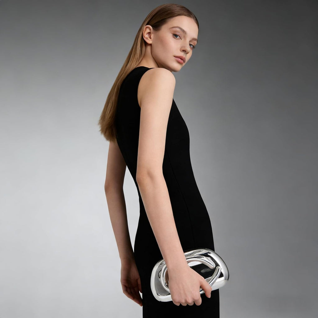 Women Evening Clutch Purse Metal Handle Acrylic Purse Unique Shoulder Bag Causal Handbags for Bride Party Wedding