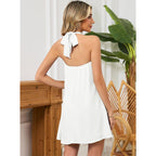 Ihot Women'S Halter Neck Mini Dress Sleeveless Boho Flowy A-Line Beach Vacation Sundress