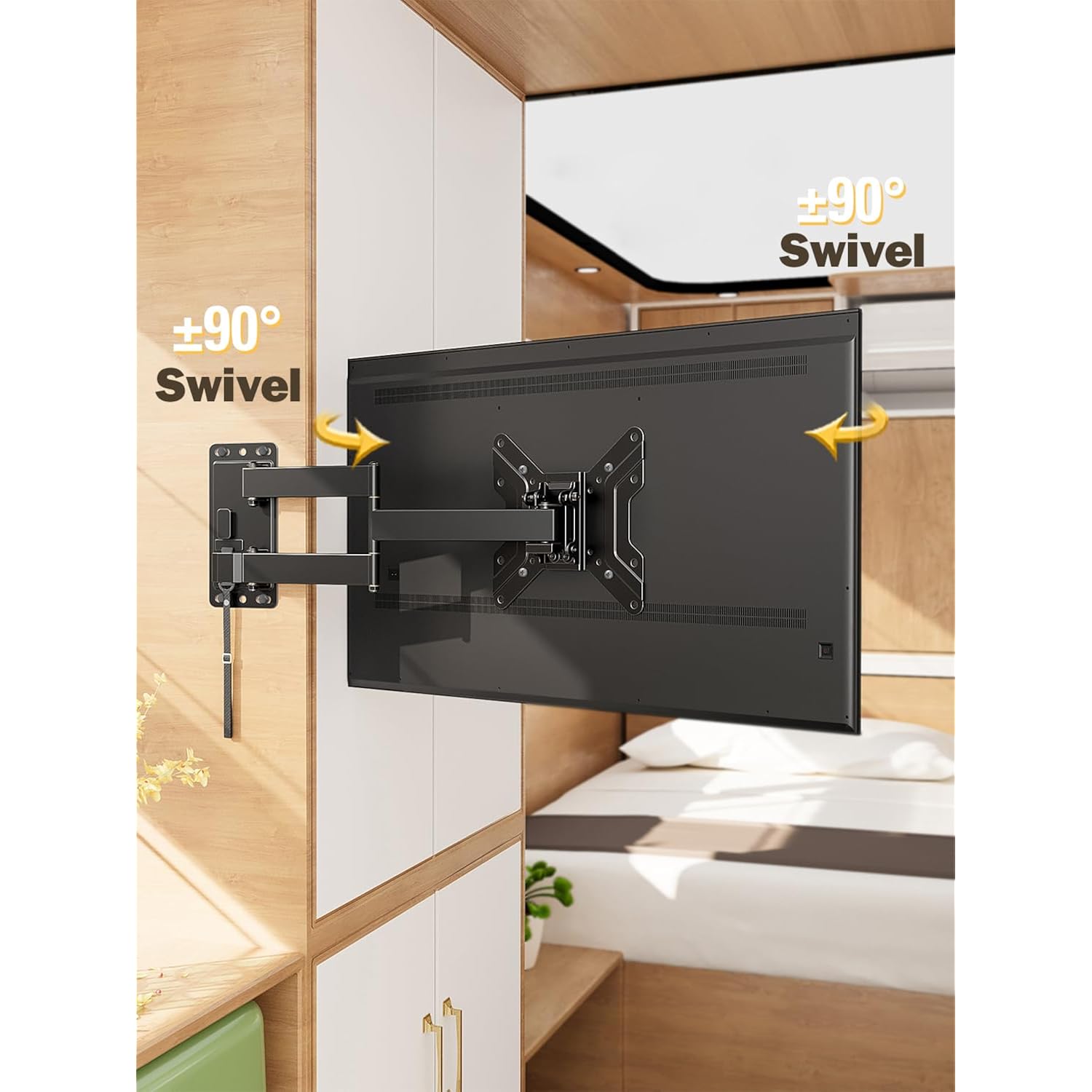Mounting Dream Ul Listed Lockable Rv Tv Mount For Most 17-43 Inch Tv, Rv Mount For Camper Trailer Motor Home Boat Truck, Full Motion Unique One Step Lock Rv Tv Wall Mount, Vesa 200Mm, 44 Lbs, Md2210