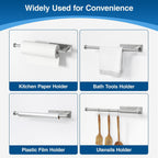 Paper Towel Holder Under Cabinet - Stainless Steel Paper Towel Holder Wall Mount, Self-Adhesive Or Drilling, Silver Towel Rack For Kitchen Organization And Storage, Kitchen Paper Roll Holder