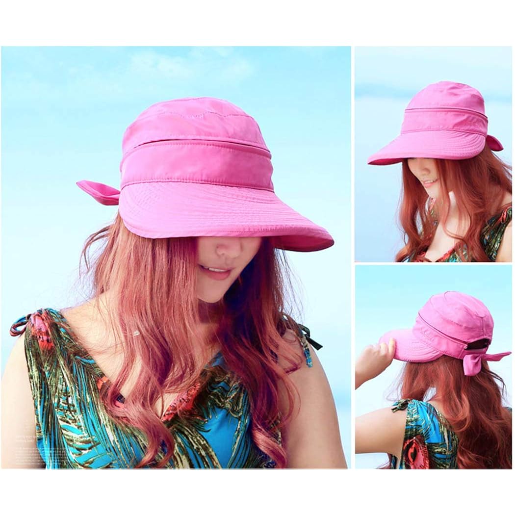 Sun Hats for Women with UV Protection Wide Brim Sun Hat Visor Summer Beach Outdoor Foldable Womens Cap Black