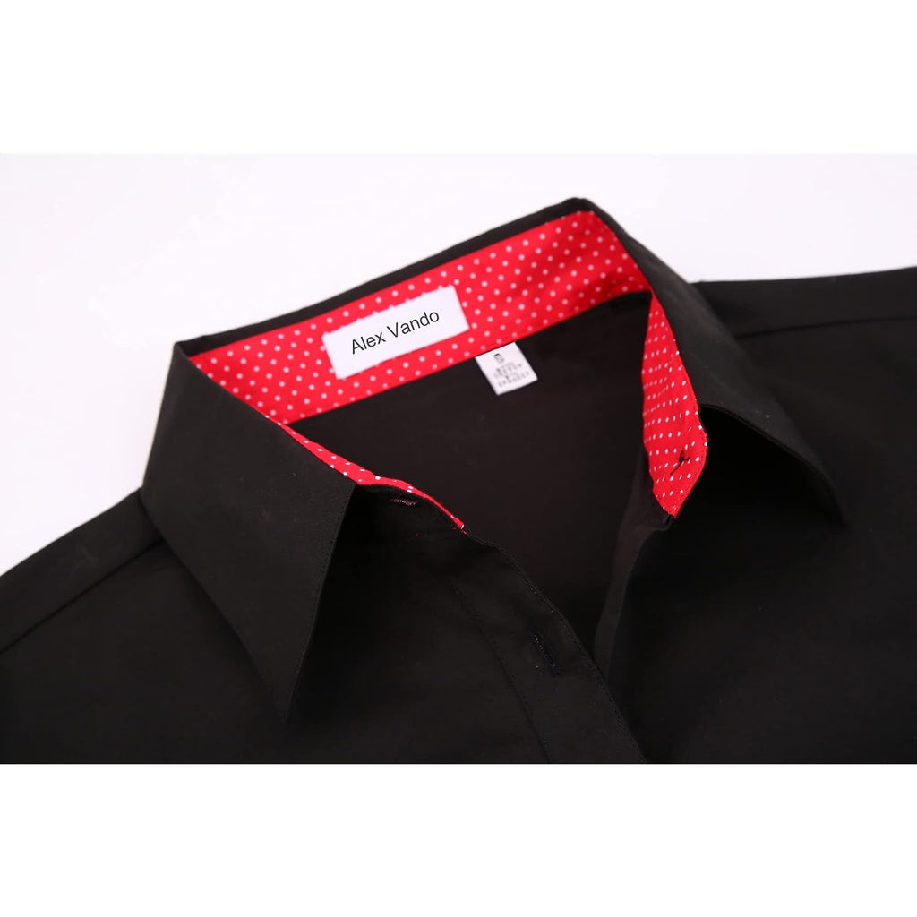 Alex Vando Womens Dress Shirts Wrinkle Free Regular Fit Long Sleeve Stretch Work Shirt