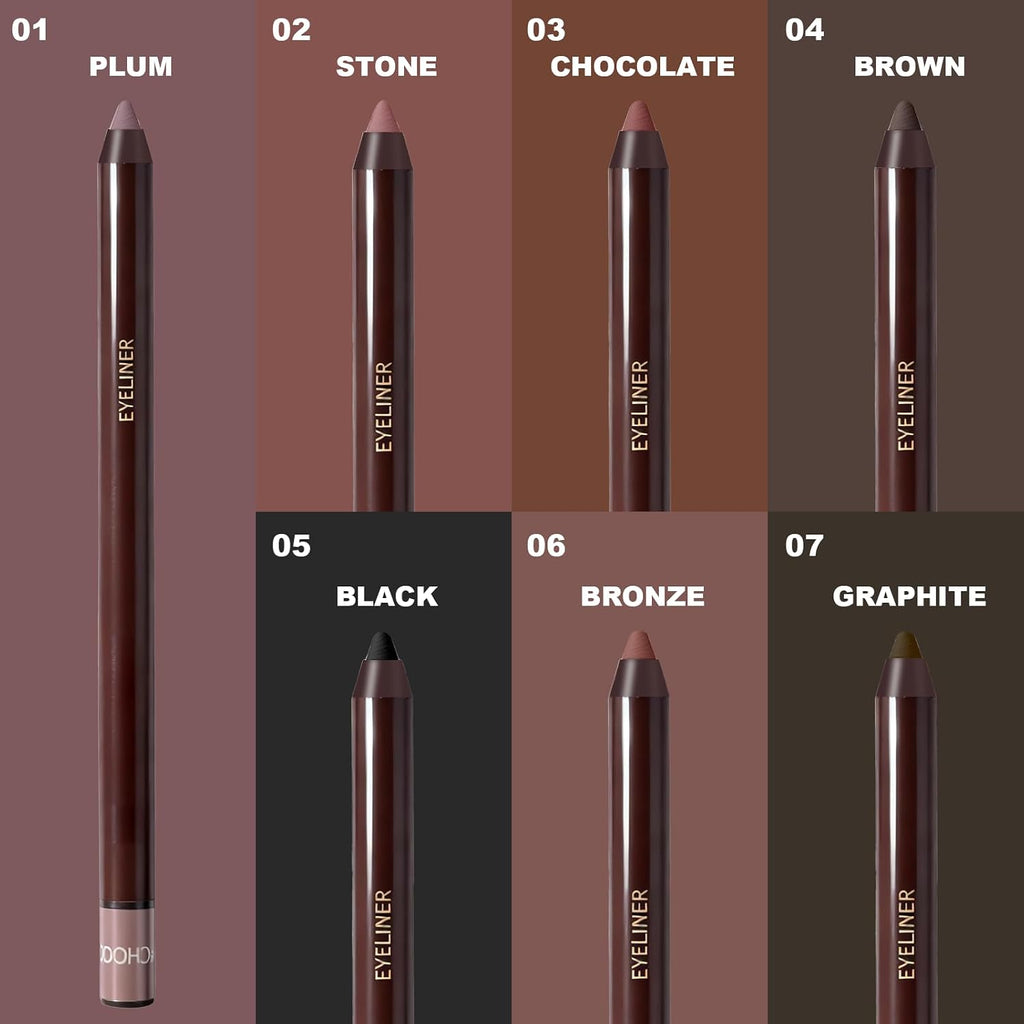 Plum&Brown 2Pcs Gel Eyeliner Pencil,Smudge-Proof Waterproof Long Lasting Plum Eye Liner, High-Pigmented Smooth Creamy Formula For Mature Women, Eyes Makeup Pen Includes Sharpener