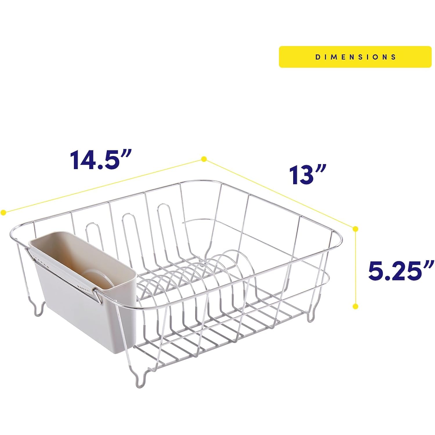 Dish Drying Rack & Cutlery Holder 2 Piece Set - Compact Sink-Fitting Dish Drainer With Rubberized Undercoating, Space-Saving Kitchen Organizer For Plates, Cups, Bowls & Utensils In Sink, Silver