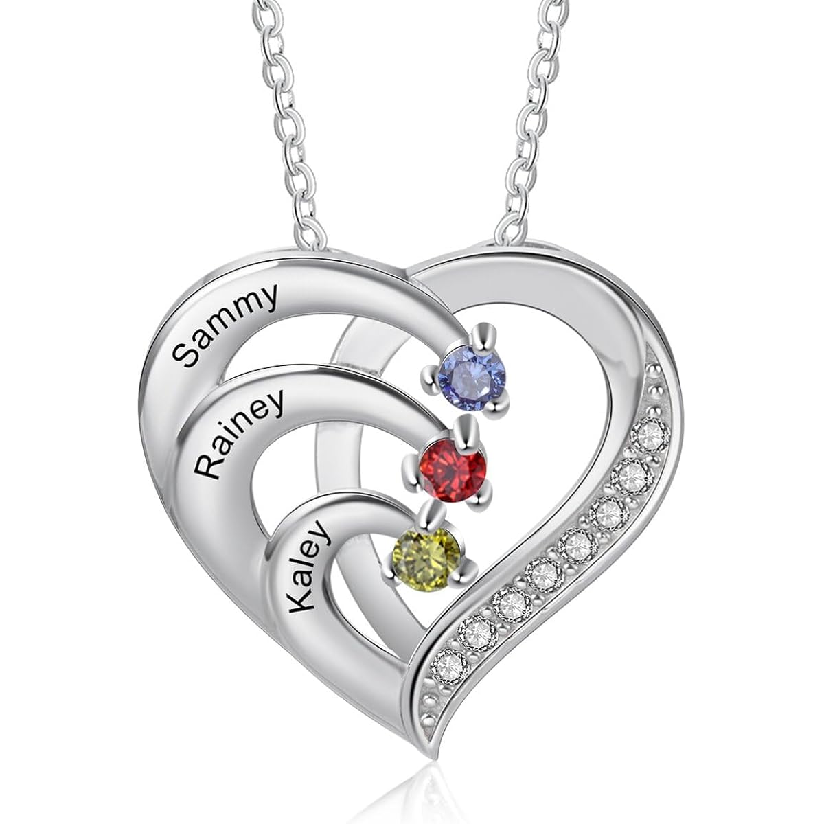 Personalized Mother Necklace Sterling Silver Birthstone Necklace for Women Mom Grandma Customized Jewelry Gifts for Christmas Mothers Day