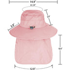Sun Hats for Men Women Fishing Hat UPF 50+ Breathable Wide Brim Bucket Hats Summer UV Protection Safari Hat with Neck Flap Pink