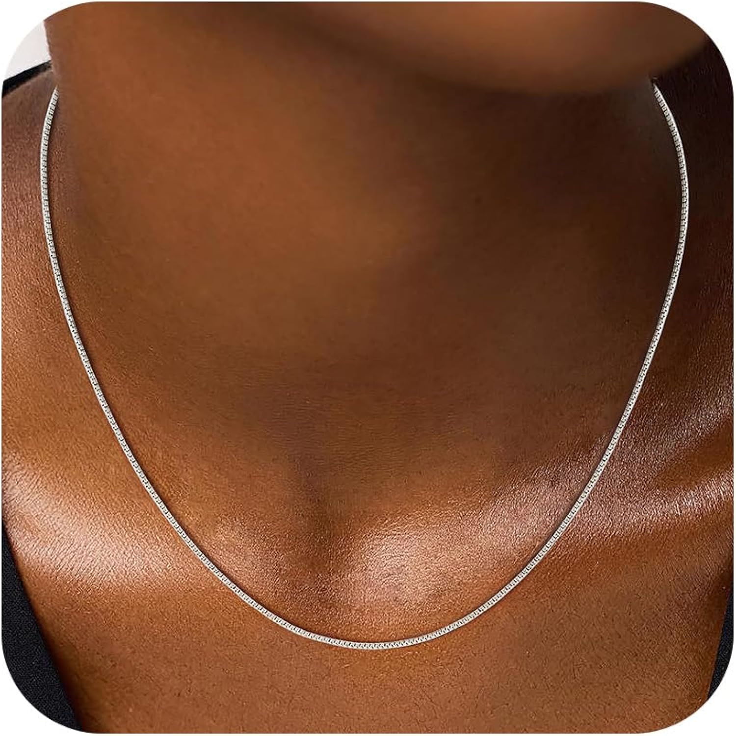 925 Sterling Silver Chain for Women, Diamond Cut 1mm Box Chain Lobster Claw Clasp Silver Jewelry Gifts for Women Mom Girlfriend