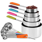 Measuring Cups And Spoons Set Stainless Steel 10 Piece For Cooking And Baking (5 Cups + 5 Spoons, Colorful Handles)