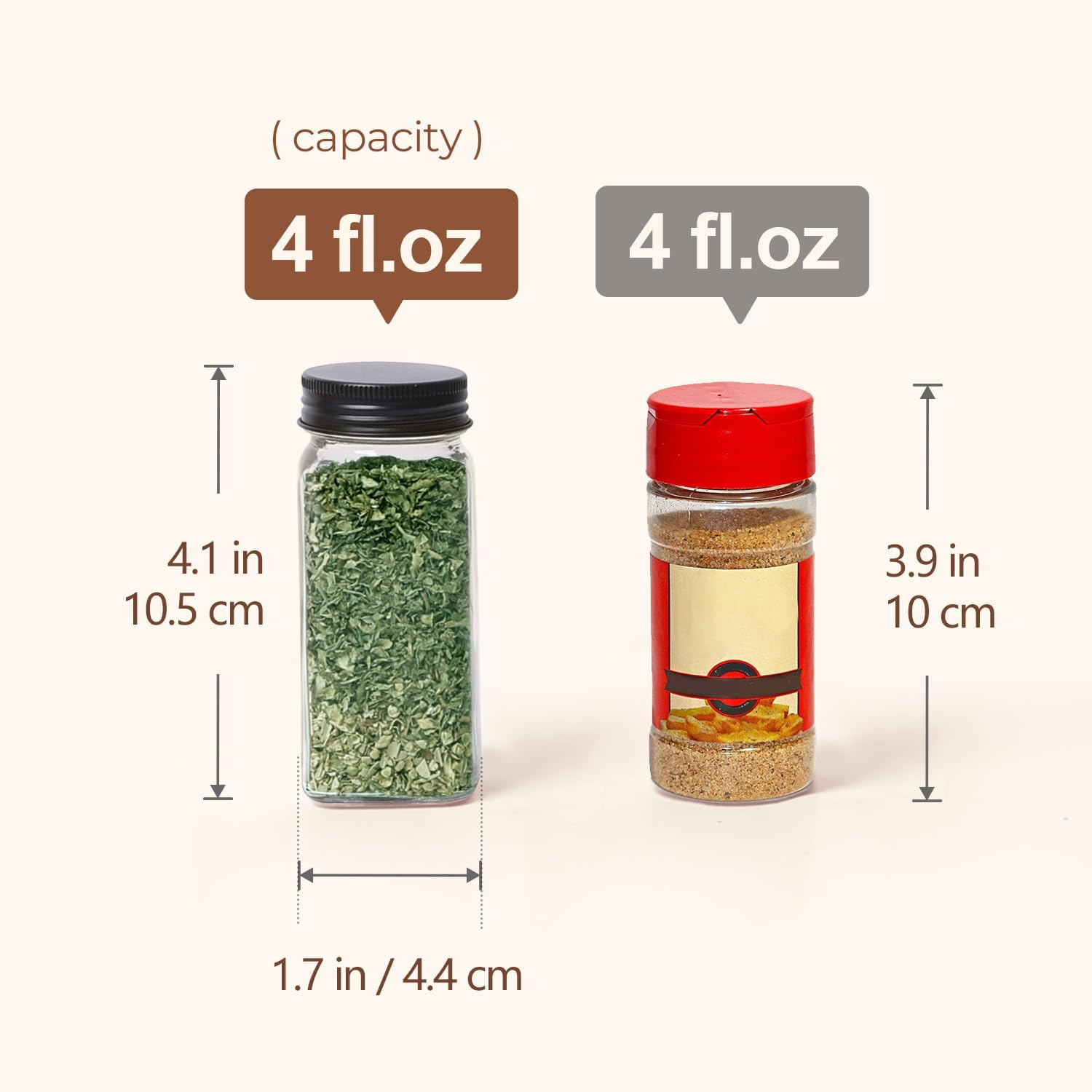 Comsaf Glass Spice Jars With With Labels 4 Oz 6 Pack Small Square | Empty Containers, Seasoning Herb Powder, Salt Pepper Chili, Spice Rack Organization, Kitchen Cabinet Storage, Funnel Included
