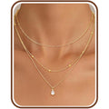 Kakonia Layered Gold Necklace for Women 14K Gold Plated Pendant Necklace Set Gold Necklace Satck Dainty Gold Chain Trendy Jewelry for Women