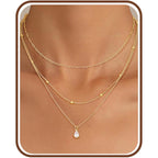 Kakonia Layered Gold Necklace for Women 14K Gold Plated Pendant Necklace Set Gold Necklace Satck Dainty Gold Chain Trendy Jewelry for Women