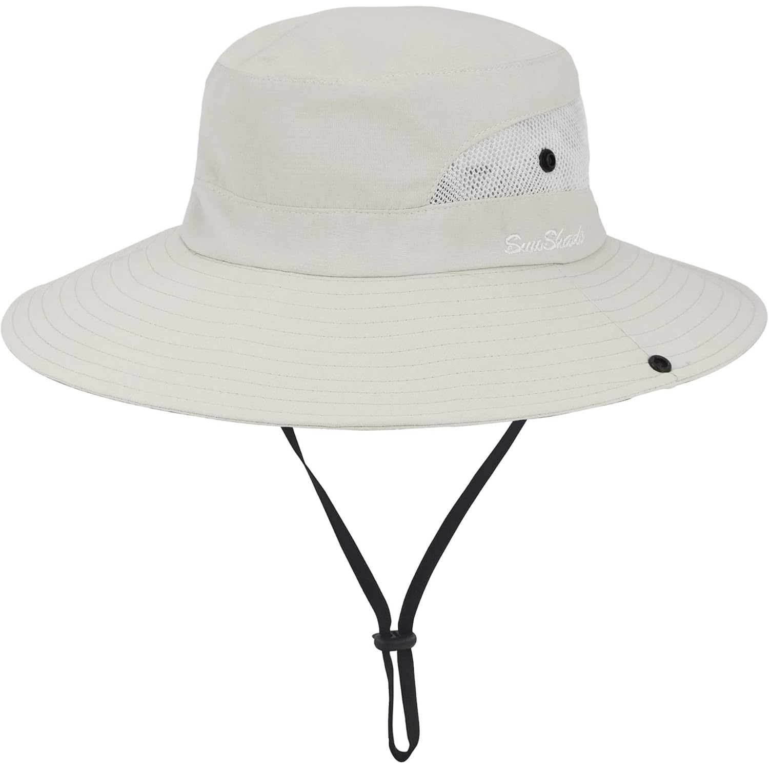 Womens Summer Sun-Hat Outdoor UV Protection Fishing Hat Wide Brim Foldable-Beach-Bucket-Hat with Ponytail-Hole