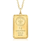 Ross-Simons Italian 24kt Yellow Gold Fleur-De-Lis Five-Gram Ingot Pendant Necklace with 14kt Gold Frame, Jewelry, Christmas, Birthday Gift