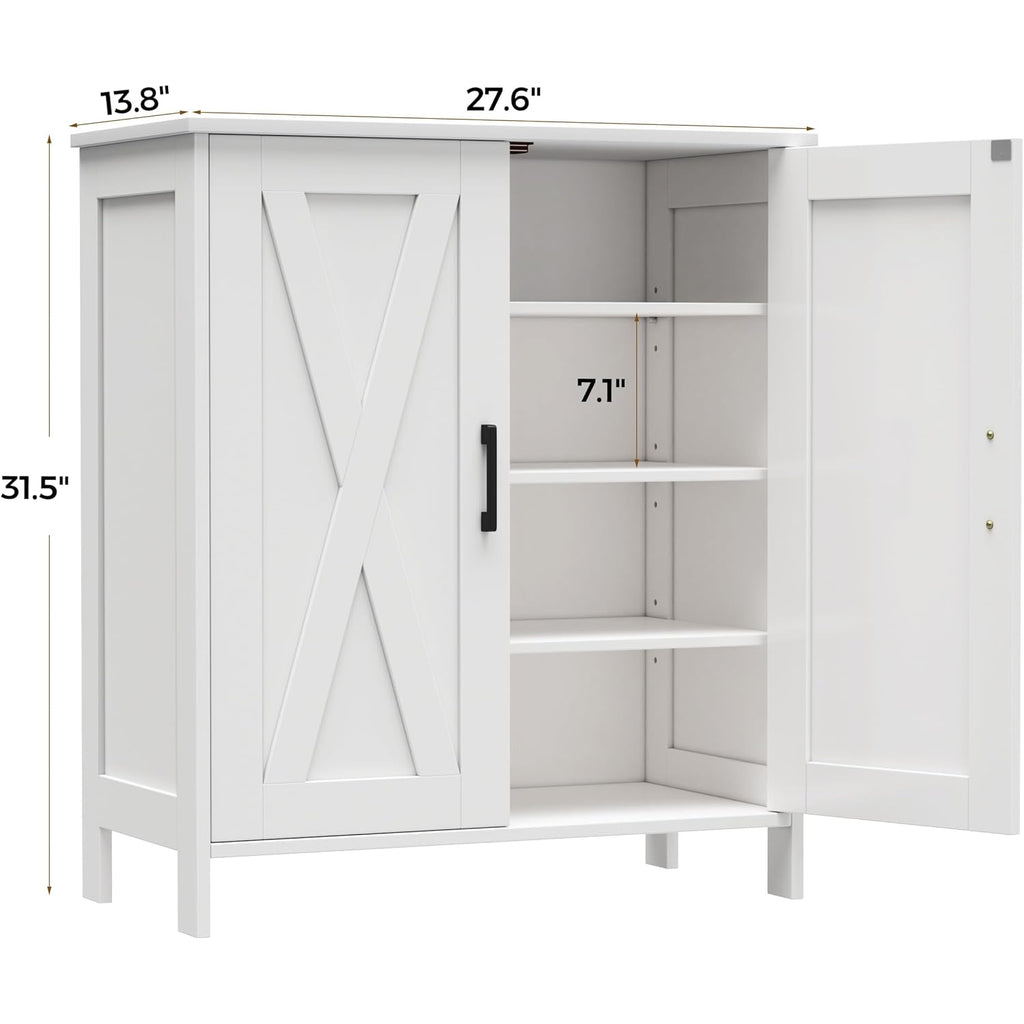 Homleke Farmhouse Shoe Cabinet with 2 Barn Doors & Wood Legs, 5-Tier Shoe Storage Cabinet with 3 Adjustable Shelves, Tall Shoe Rack Organizer for Closet, Shoe Organizer for Entryway, Hallway, White