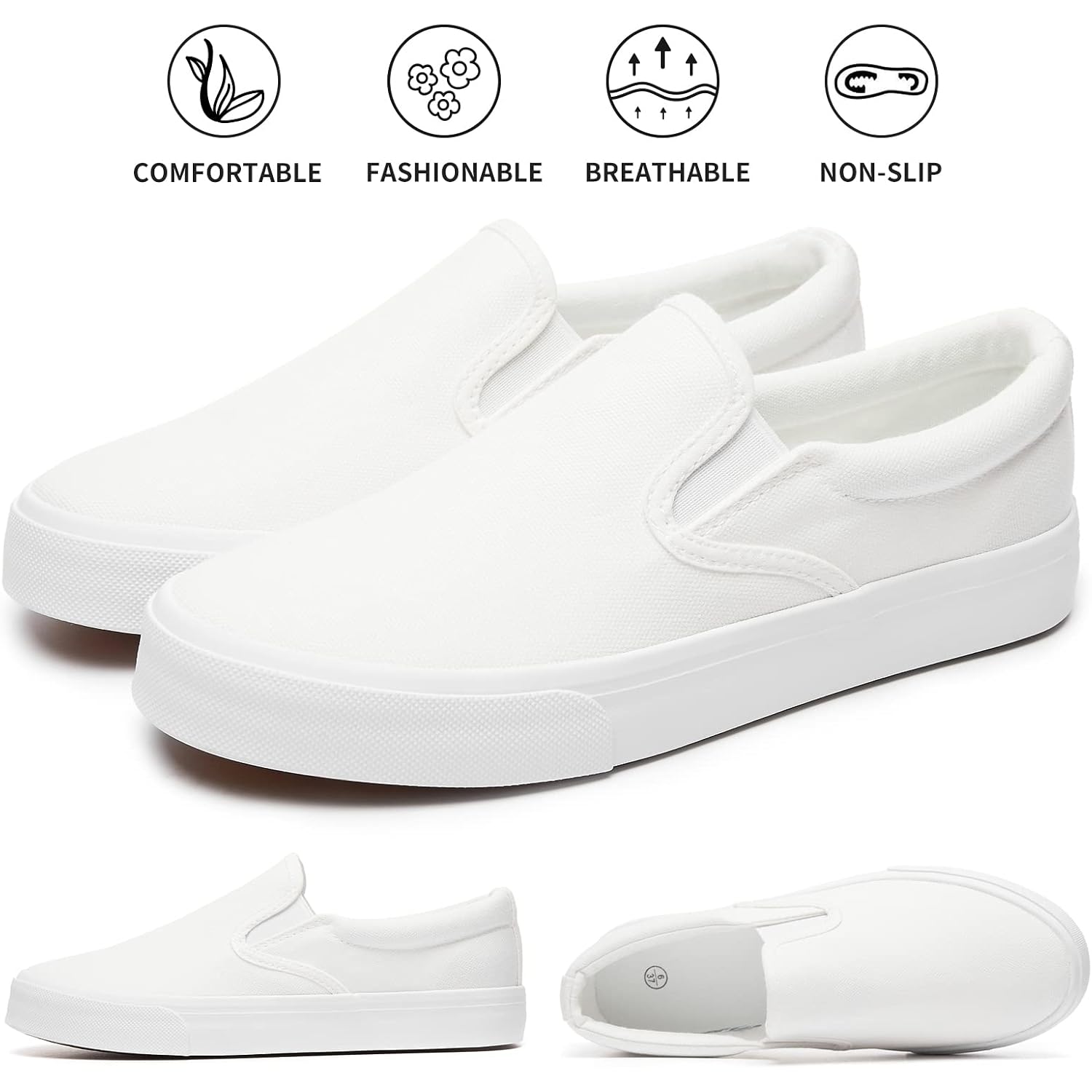 Women'S Slip On Shoes Canvas Sneakers Loafers Non Slip Shoes Low Top Casual Shoes