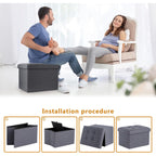 Alasdo Storage Ottoman Footrest Stool Small Ottoman With Storage Foldable Ottomans Foot Rest Footstool Bench For Living Room 17X13X13Inches Grey