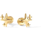 PAVOI 14K Gold Plated Dainty Flat Back Earrings for Women - Hypoallergenic Sterling Silver Posts Helix Cartilage Piercing Jewelry - Emoji Motif Bow Celestial Flatback Gold Stud Earrings Screw Back
