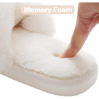 Evshine Memory Foam Fuzzy House Slippers For Women | Faux Fur Cross Band Open Toe Indoor Slippers, Gifts For Women, Moms And Bridesmaids
