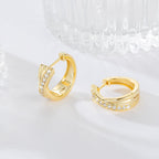 Gold Hoop Earrings 14K Gold Earrings for Women Thick Small Diamond 14K Gold Hoop Earrings for Women X-shaped Huggie Earrings 17mm