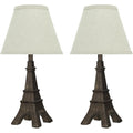 Aspen Creative 40106, Two Pack Set – 17 1/418" High Traditional Poly Table Paint Finish And Hardback Empire Shaped Lamp Shade In Off White, 9.5" X 9.5" X 18.0", Antique Copper