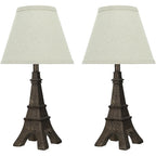 Aspen Creative 40106, Two Pack Set – 17 1/418" High Traditional Poly Table Paint Finish And Hardback Empire Shaped Lamp Shade In Off White, 9.5" X 9.5" X 18.0", Antique Copper