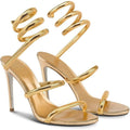 Perixir Gold Heels For Women, High Heels With Spiral, 4.17" Stiletto Heeled Sandals For Dressy Women, Lace Up Sandals Comfortable Slingback Sandal