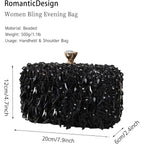 Romanticdesign Women Bling Evening Bag Fashion Embroidered Beaded Sequin Clutch Cocktail Wedding Party Purse