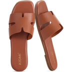 Kidmi Women'S Dressy Flat Sandals, Comfortable Slip On Summer Slides, Fashion Open Toe Casual Sandals