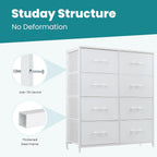 Olixis Dresser For Bedroom, 8 Storage Drawers, Tall Fabric Tower Organizer | Large Dresser For Closet, Chest Of Drawers With Metal Frame Wooden Top For Nursery, Living Room, Entryway, White