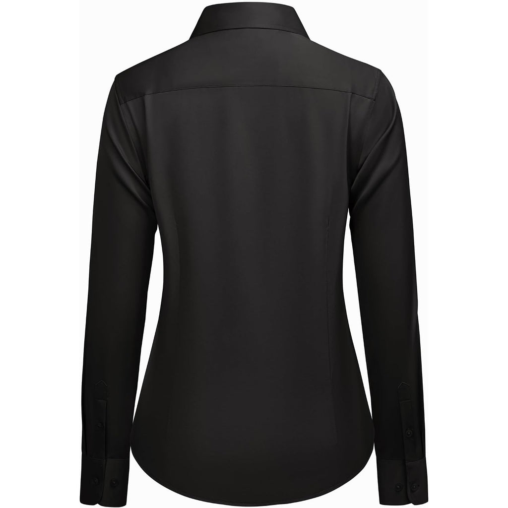 Siliteelon Button Down Shirts For Women: Wrinkle Free Long Sleeve Classic Fit Collared Dress Shirt Solid Formal Office