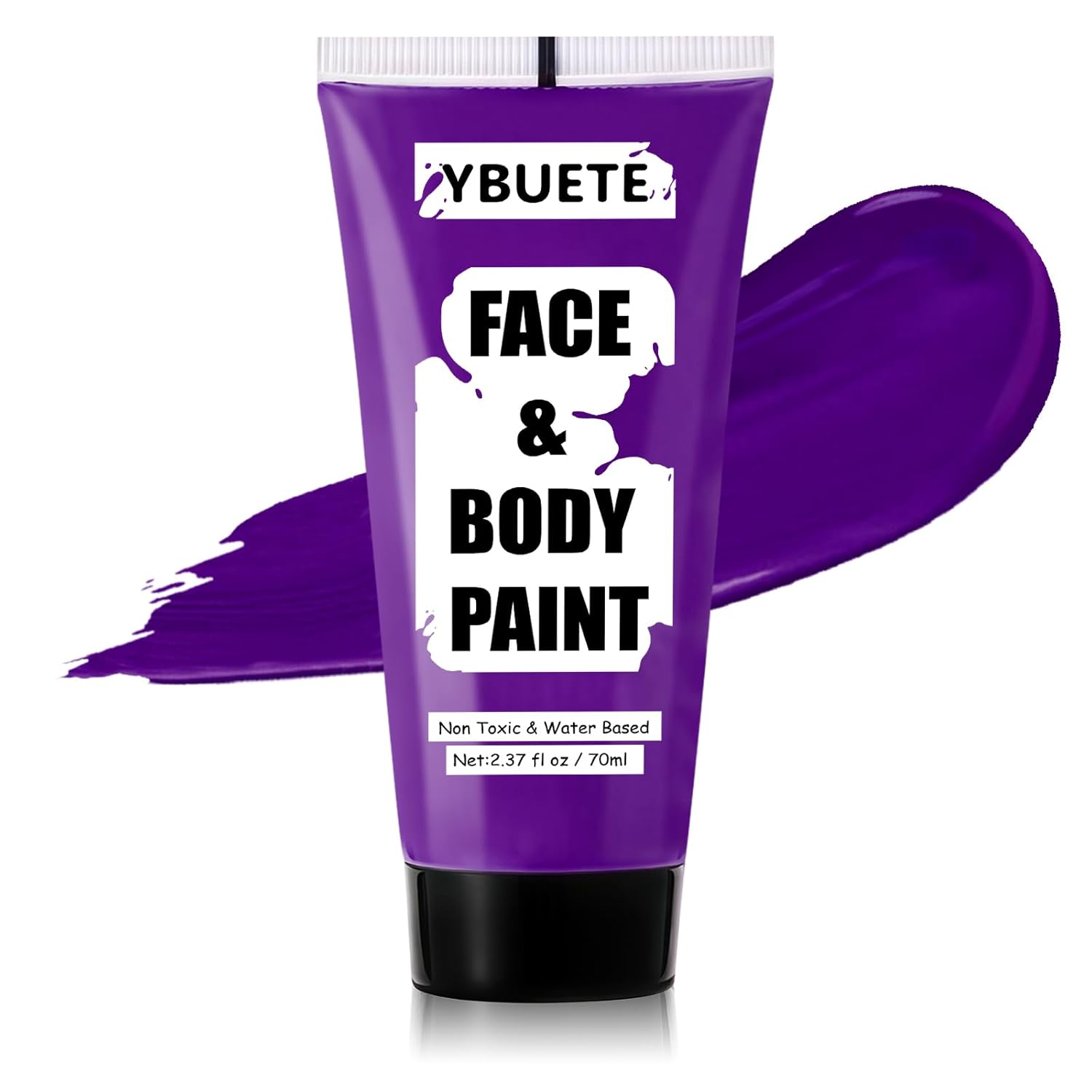 YBUETE Purple Water Based Face Body Paint, 2.37 OZ Large Tube Full Coverage Face Paint for Sorcerer Evil Empress Cosplay SFX Makeup, Washable Purple Body Painting for Adult Costume Halloween Party