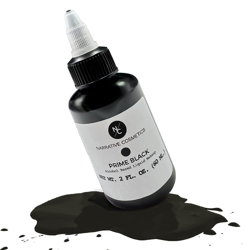 Narrative Cosmetics Fx Alcohol Airbrush Paint — 2 Fl Oz | Waterproof, Quick-Dry, Skin-Safe Body & Sfx Makeup | Brush Or Sponge | Stage, Film, Halloween, Cosplay, Bodypainting — Prime Black