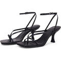 Piepiebuy Women'S Lace Up Heeled Sandals Square Flip Flop High Heels Strappy Party Shoes