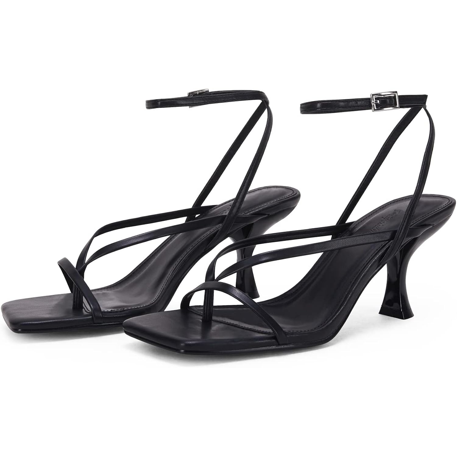 Piepiebuy Women'S Lace Up Heeled Sandals Square Flip Flop High Heels Strappy Party Shoes