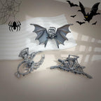 Halloween 3PCS Spider Net Bat Hair Claw Clips Hair Styling Accessories for Women Girls, Gothic Black Metal with Pearl Spooky Large Medium Size Catch Clips for thick Hair Holiday Gifts(Black Gun)