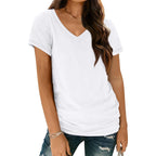 T-Shirts Short Sleeve V Neck Tees Tops for Women Fashion Trendy Lightweight Soft Casual Summer Outfits Clothes 2026