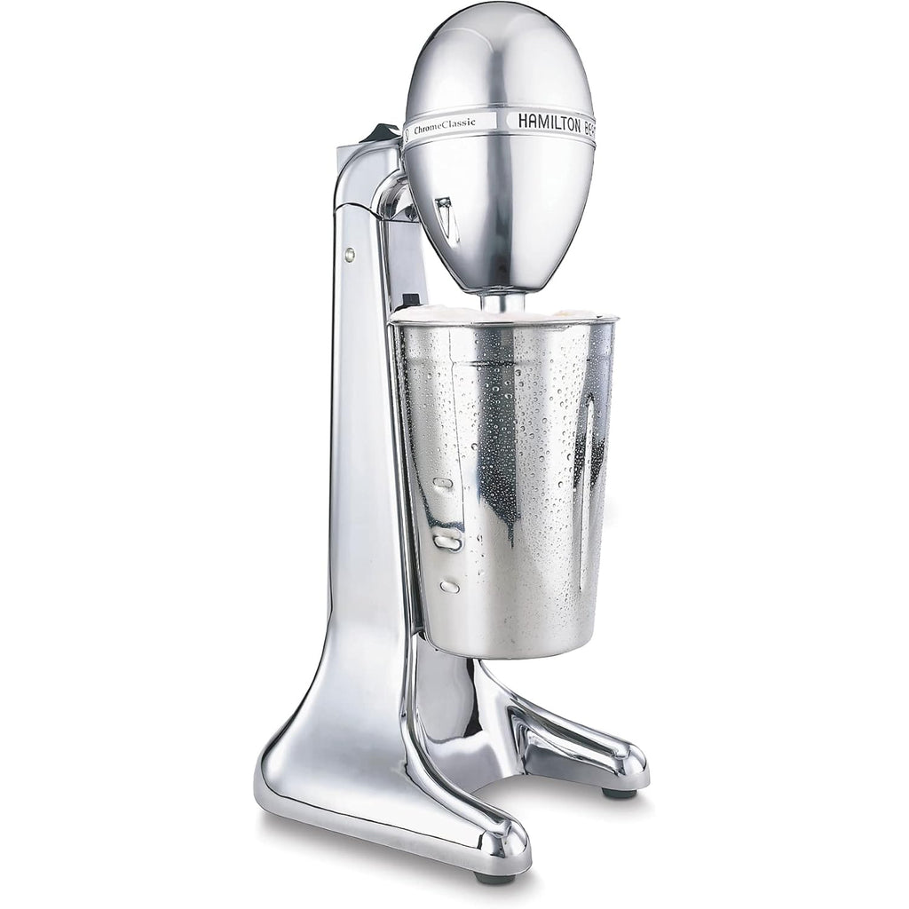 Hamilton Beach Drinkmaster Electric Drink Mixer, Retro Milkshake Maker & Milk Frother, 2 Speeds, Extra-Large 28 Oz. Stainless Steel Cup, Classic Chrome