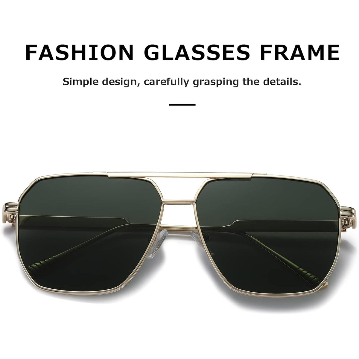 Kimorn Polarized Oversized Square Sunglasses For Women Men, Retro Vintage Metal Frame Uv400 Sun Glasses For Driving Travel