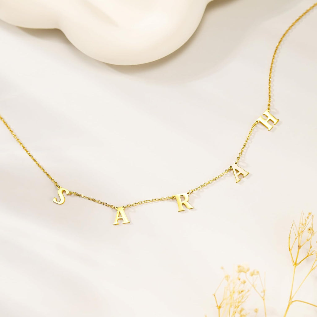TRANGEL Mothers Day Gifts for Mom Necklace,Custom Name Necklace Personalized,18K Gold Plated Initial Choker Name Necklace Dainty Customize Letter Necklace for Women Girls