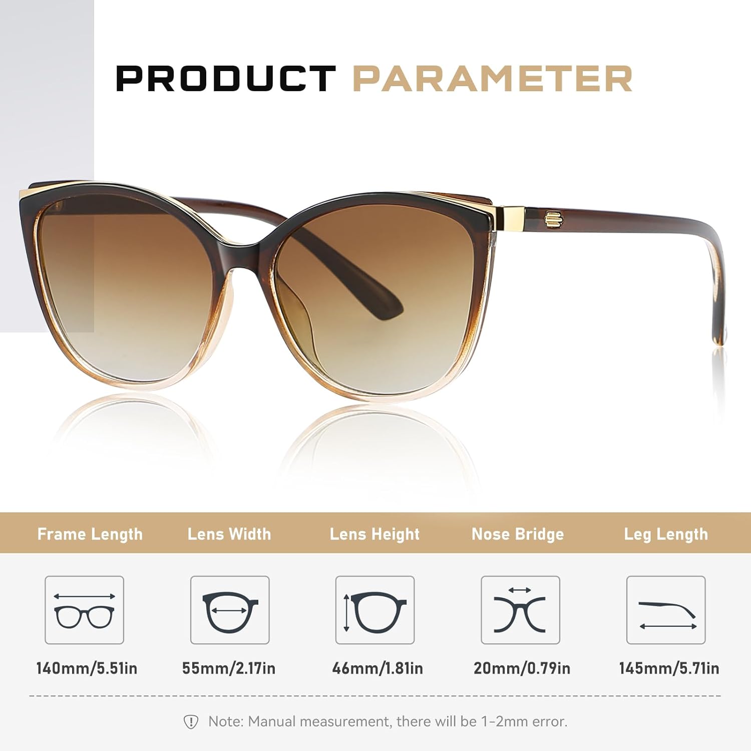 Trendy Cat Eye Sunglasses for Women Fashion Cateye UV400 Protection Glasses CL22017