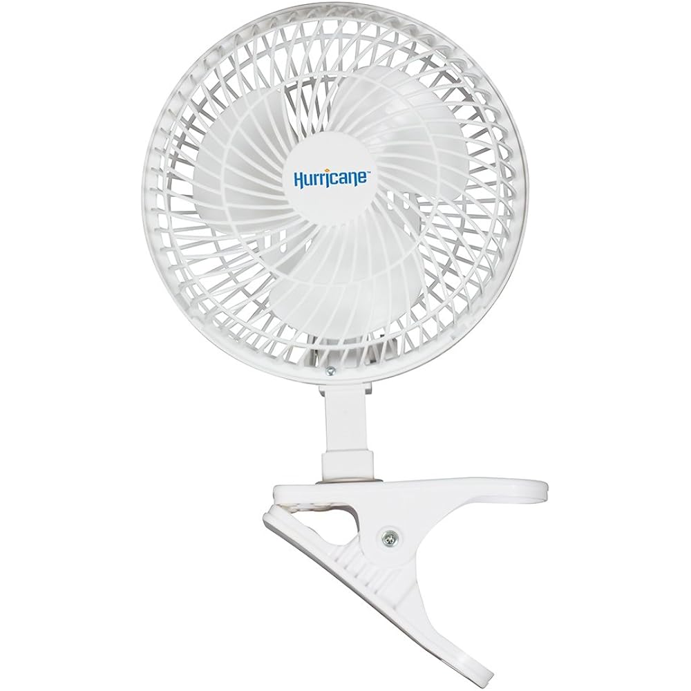 Hurricane Classic Clip Fan With Tilt, 2 Speeds, White, 6In | Portable Mini Desk Table Fan For Home, Office Or Travel