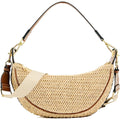 Straw Crossbody Bags For Women Crescent Woven Shoulder Handbag Summer Beach Hobo Purses With Adjustable Strap