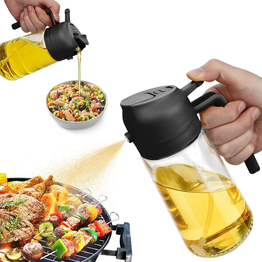 2 In 1 Oil Sprayer, Oil Sprayer For Kitchen Cooking, 470Ml Oil Spray Bottle For Home