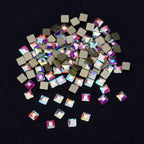 100pcs Square Crystal AB Flatback Rhinestones Mix 2 Sizes 3D Nail Art Jewels Decoration Stones Supplies