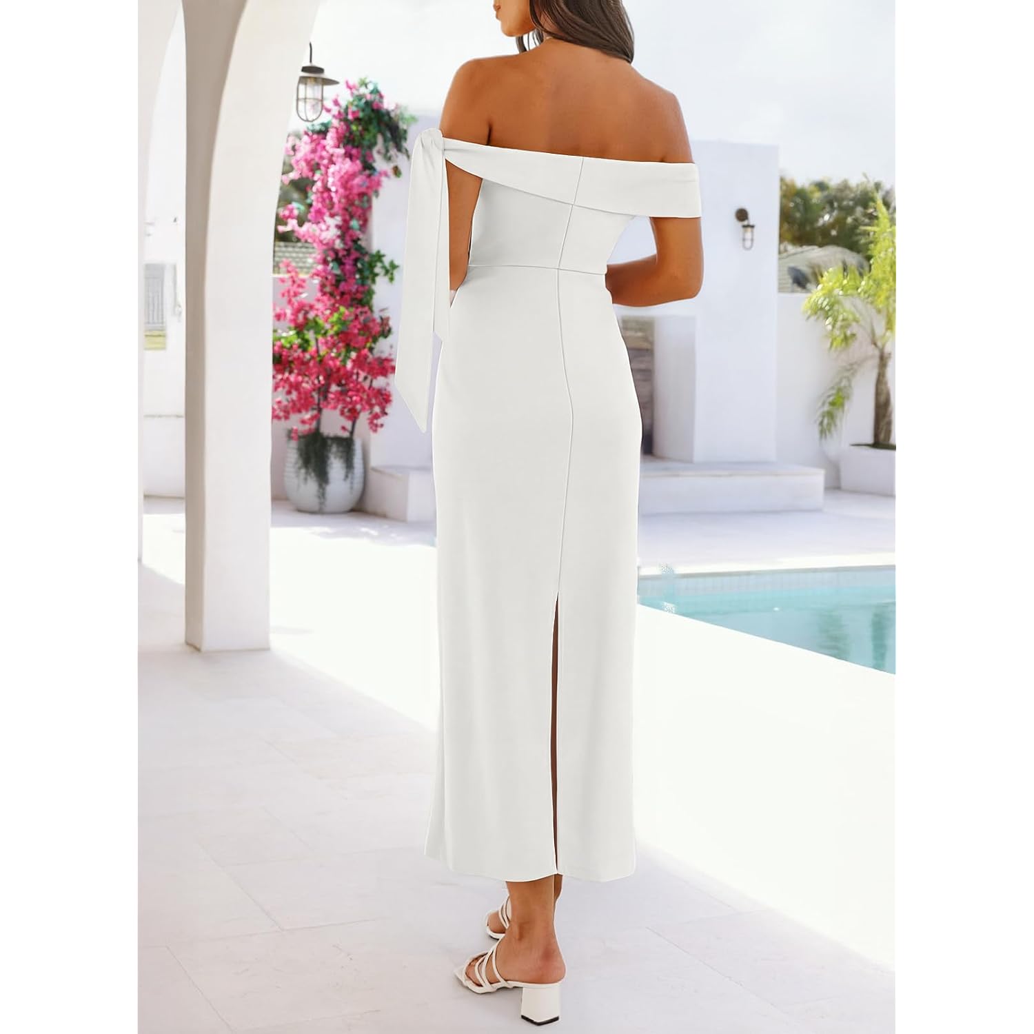 Merokeety Women'S Summer Off The Shoulder Maxi Dress 2026 Bodycon Wedding Guest Cocktail Formal Party Long Dresses