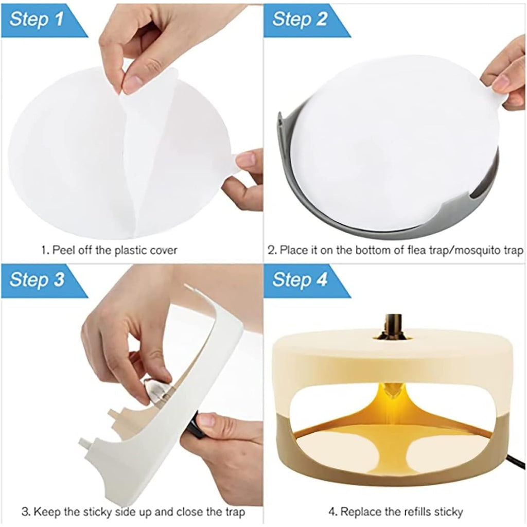Flea Trap Refill Discs 7.1 Inch Replacement Glue Boards For Most Models Flea Traps For Inside Your Home, 12 Pack