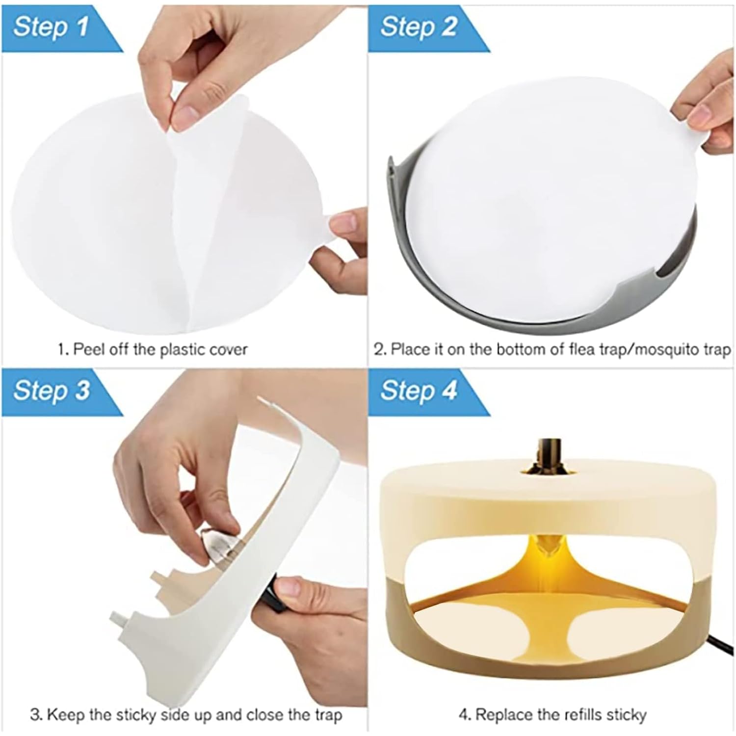 Flea Trap Refill Discs 7.1 Inch Replacement Glue Boards For Most Models Flea Traps For Inside Your Home, 12 Pack